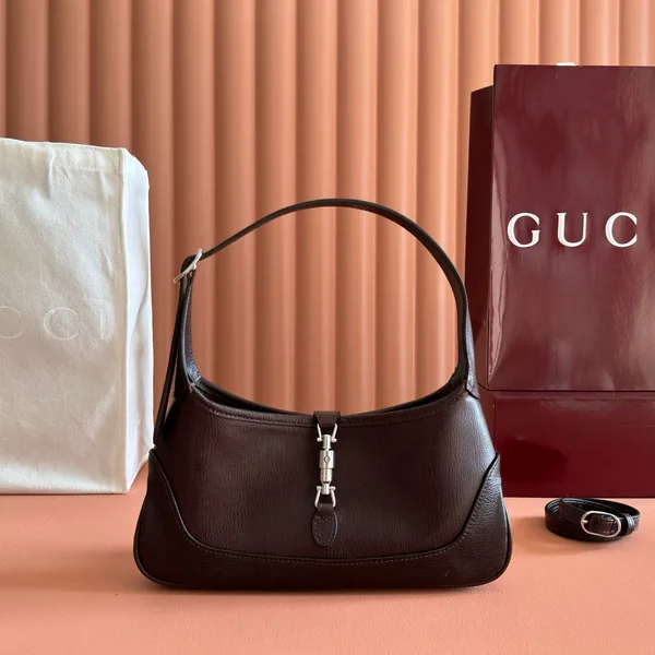 Gucci 26S Jackie Slim Shoulder Bag 27 In Dark Brown Calfskin product view 1