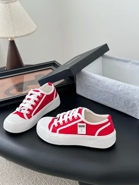 Chanel Women Red Canvas And Rubber Sneakers product view 2