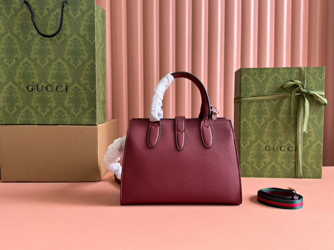 Gucci Small Jackie Tote 24 In Burgundy Lambskin product view 8