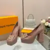 Louis Vuitton Women Pink Leather Quilted Block Heels product view 3