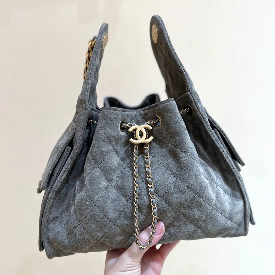 Chanel 25 Handbag In Grey 30 Suede Gold Hardware product view 1