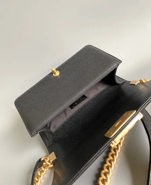 Chanel Medium 25 Boy Bag In Black Lambskin Gold Hardware product view 2