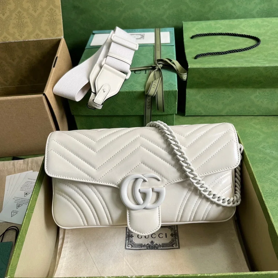 Gucci White Marmont Matelassé Shoulder Bag product view 1