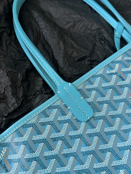 Goyard Blue Coated Canvas Leather Small Saint Louis Tote product view 2