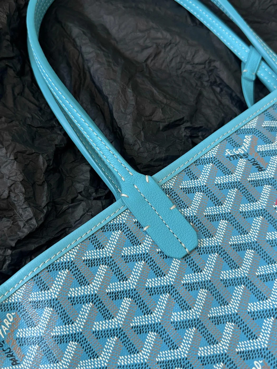 Goyard Blue Coated Canvas Leather Small Saint Louis Tote product view 2