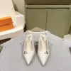 Louis Vuitton Women White Leather Pointed Slingback Heels product view 1