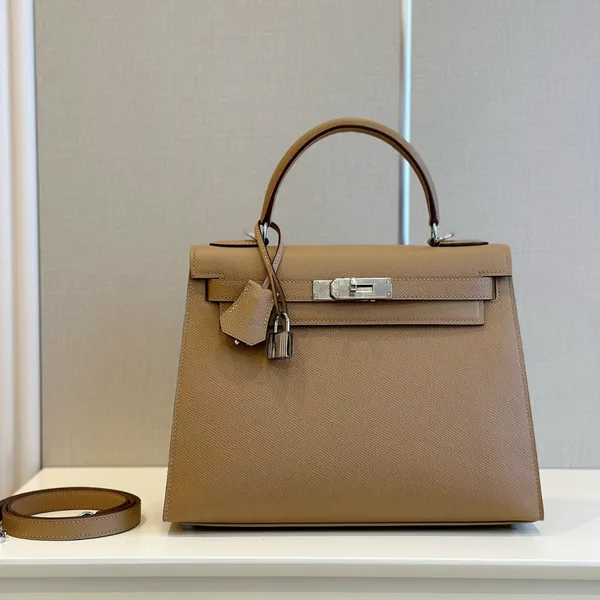 Hermès Kelly 28 Epsom Brown Palladium Hardware Bag product view 1