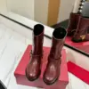 Valentino Women Burgundy Leather Mid-Calf Boots product view 4