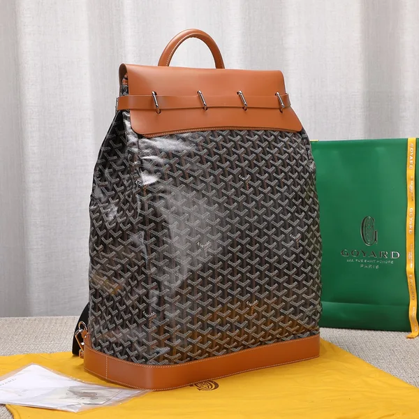 Goyard Black Goyardine  Brown Leather Steamer Bag product view 5