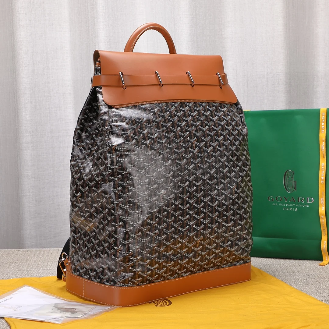 Goyard Black Goyardine Brown Leather Steamer Bag product view 5
