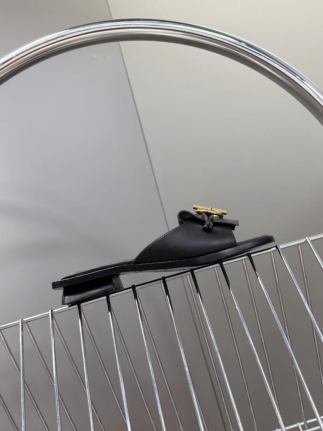 Hermès Women Black Leather Slippers product view 6