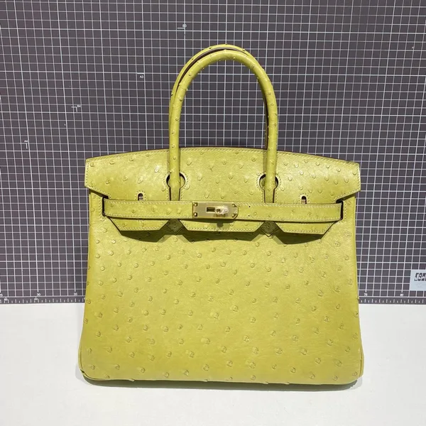 Hermès Birkin 30 cm Lime Ostrich Leather Gold Hardware Bag product view 1