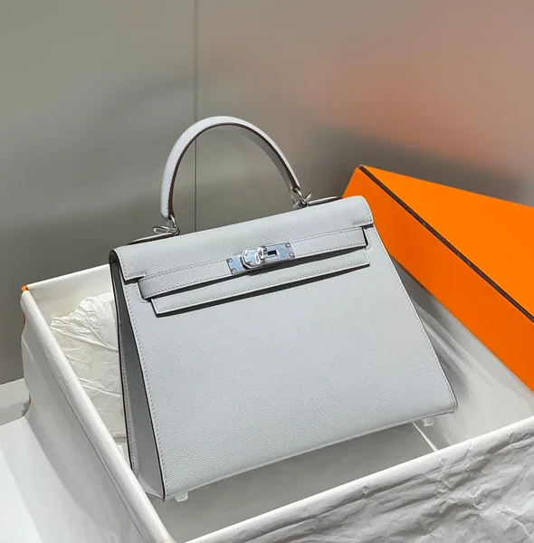 Hermès 28 Sellier in Bleu Glacier Epsom leather Bag product view 1