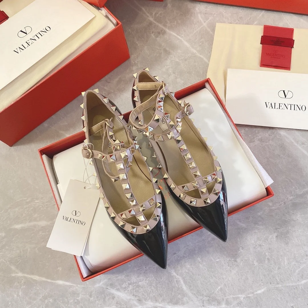 Valentino Women Black Patent Leather Studded Flats product view 1