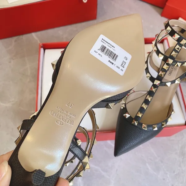 Valentino Women Black Leather Studded Pumps product view 4