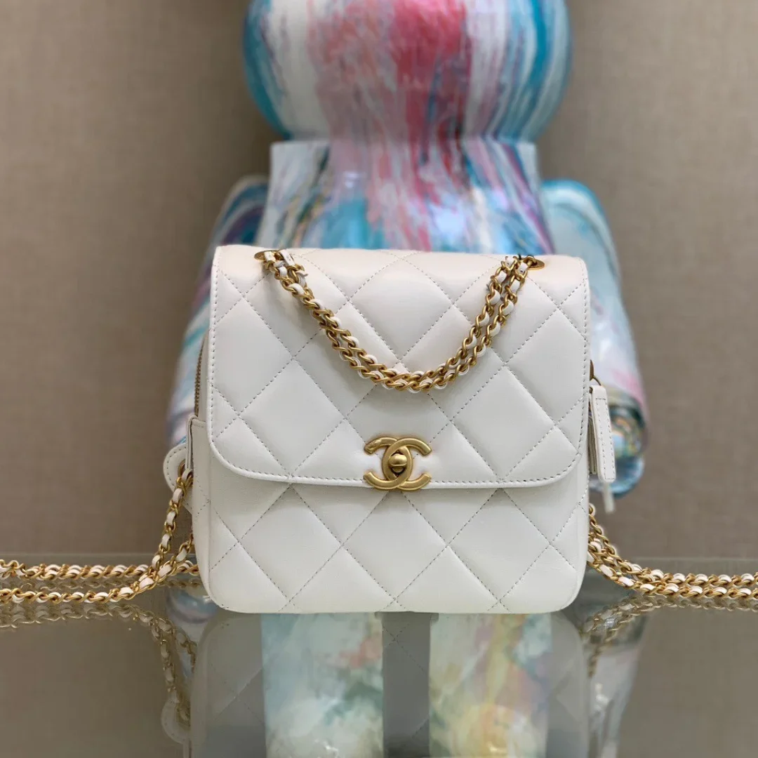 Chanel Mini Backpack Milk White With Gold Lock 18x20x11.5 cm