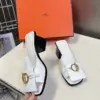 Hermès Women White Leather Heels product view 5