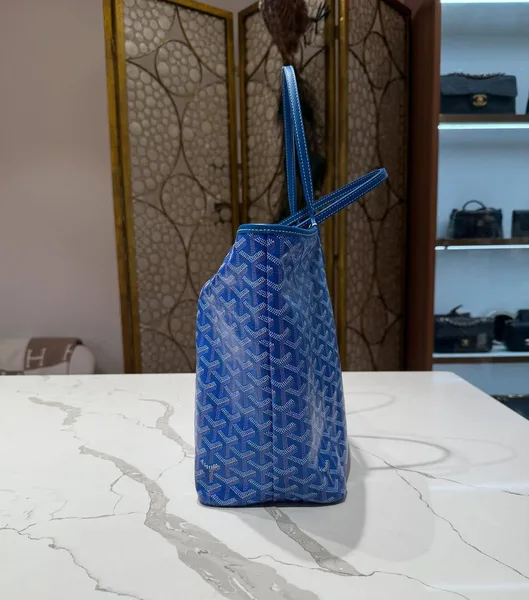 Goyard Anjou PM Reversible Tote Bag in Blue Goyardine product view 4