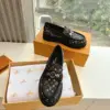 Louis Vuitton Women Black Patterned Leather Loafers product view 3