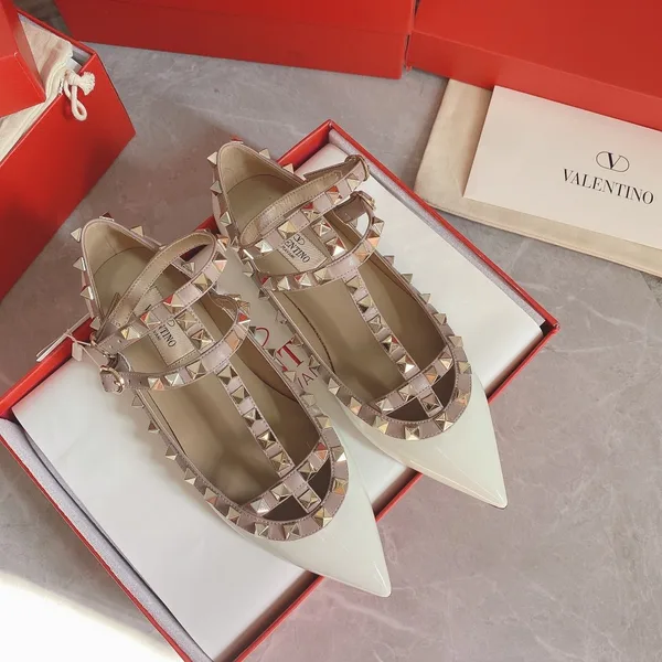Valentino Women White Patent Leather Studded Flats product view 1
