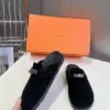 Hermès Women Black Suede Leather Slippers product view 3
