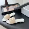 Chanel Women Beige Woven Fabric Slides product view 2