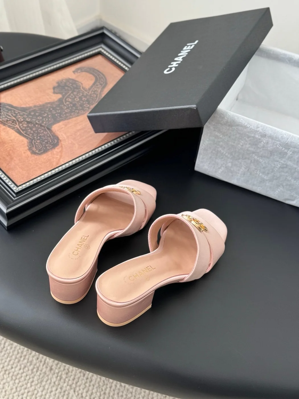 Chanel Women Light Pink Satin Mules product view 5