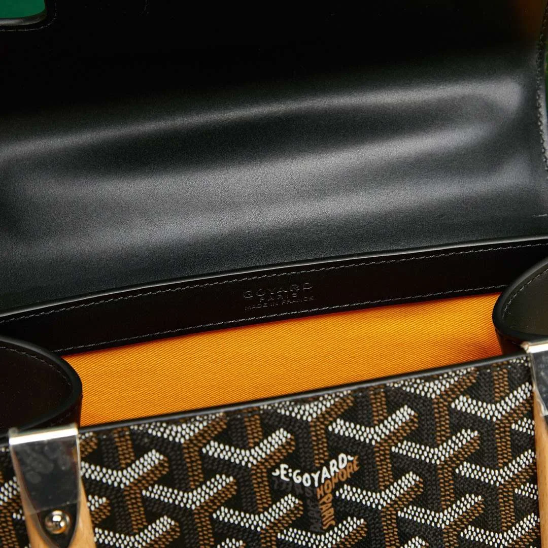 Goyard Saigon Black Handbag With Wooden Handle 28 cm product view 2