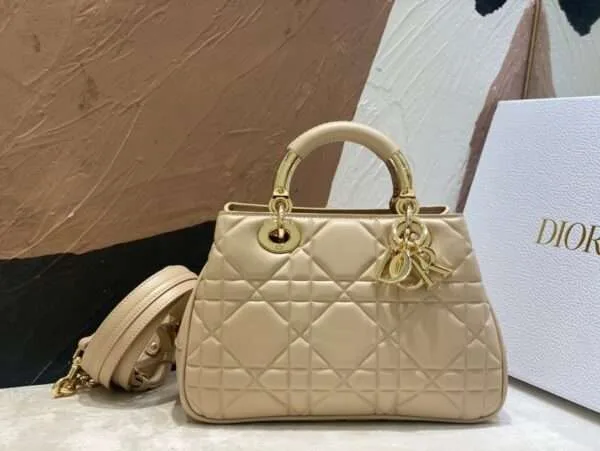 Dior Lady Woman’s Handbags Beige Smooth Leather 24x18cm product view 1
