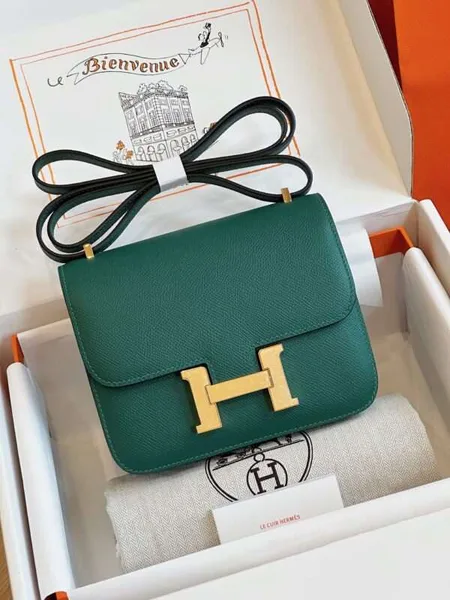 Hermès Constance Bag Epsom Gold Handbags Green 19 cm product view 1