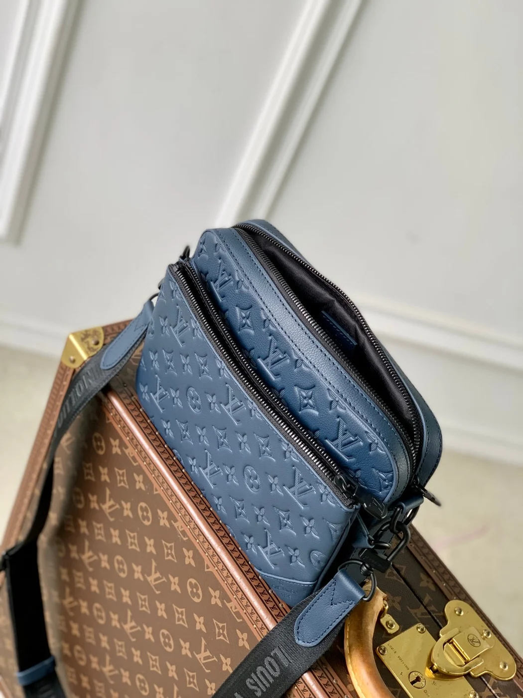Louis Vuitton Trio Messenger 25 In Blue Monogram Shadow Calfskin Bag product view 3