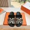 Hermès Women Black Suede And Leopard Print Sandals product view 1