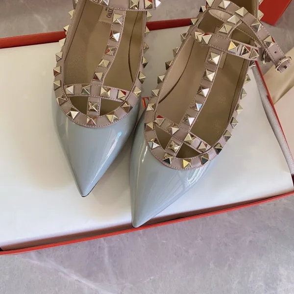 Valentino Women Blue Patent Leather Studded Flats product view 4