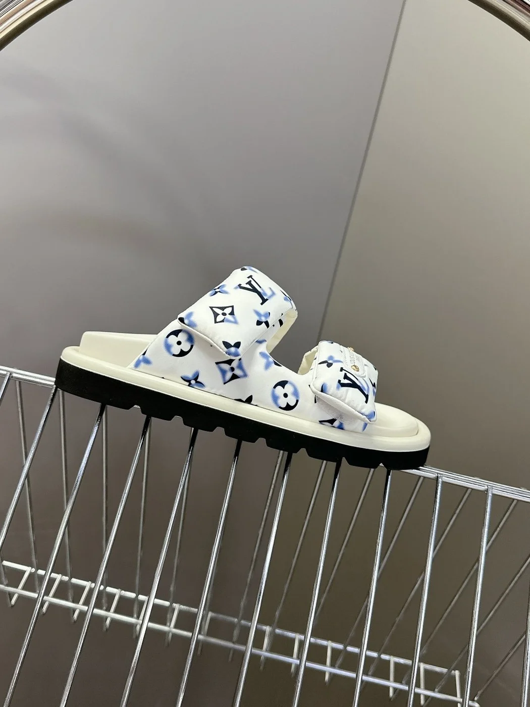 Louis Vuitton Women White Printed Fabric Sandals product view 6