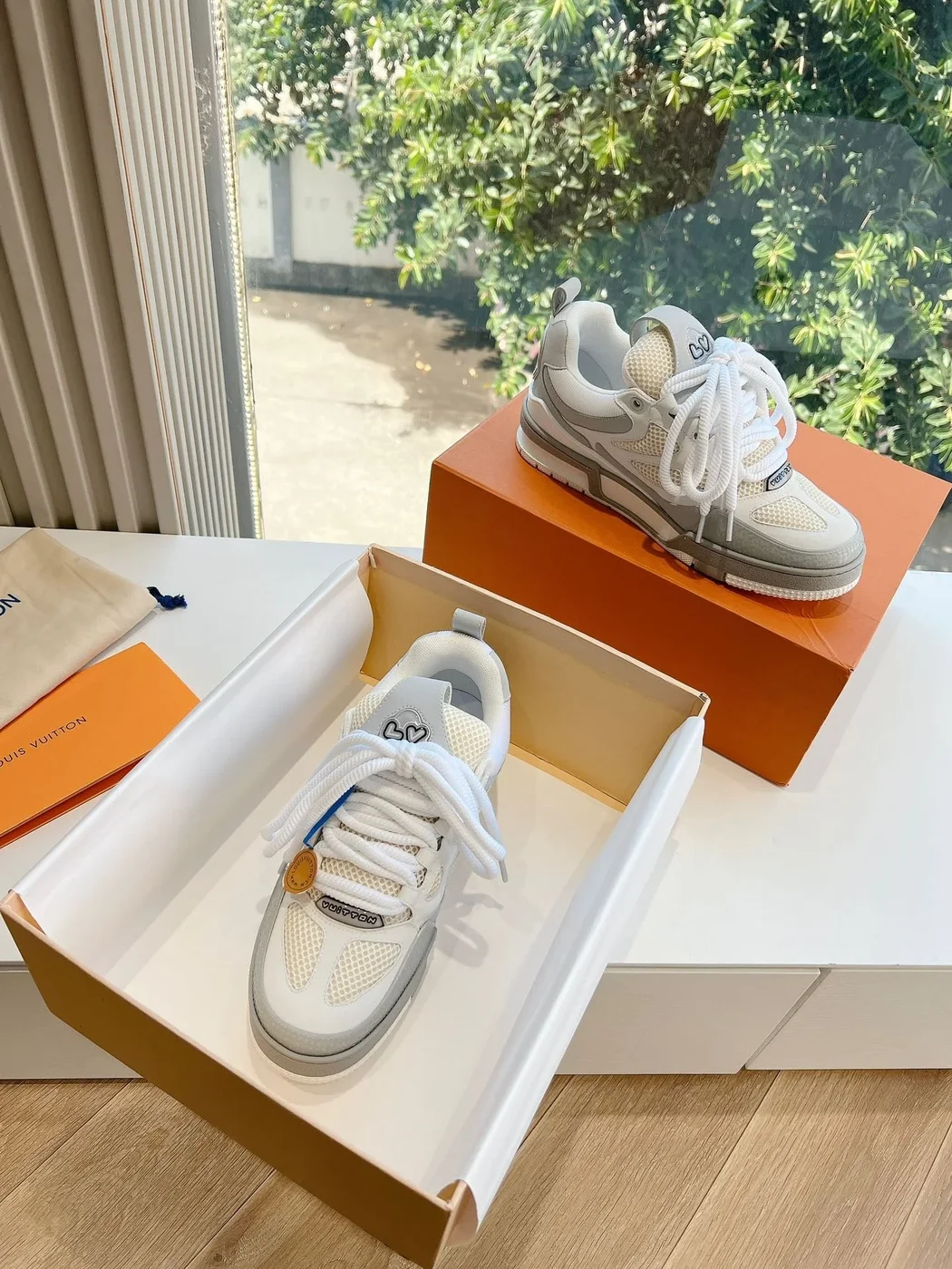 Louis Vuitton Women White Mesh And Leather Sneakers product view 4