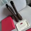 Valentino Women Brown Patterned Fabric Boots product view 3