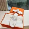 Hermès Women White Leather Flat Sandals product view 4