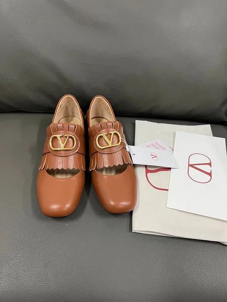 Valentino Women Brown Leather Loafers product view 1