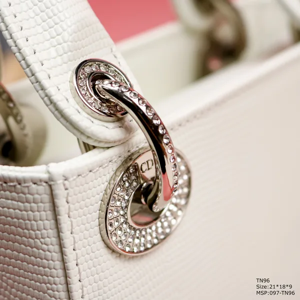 Dior My Lady White Beaded Handbag 21x18x9cm product view 3