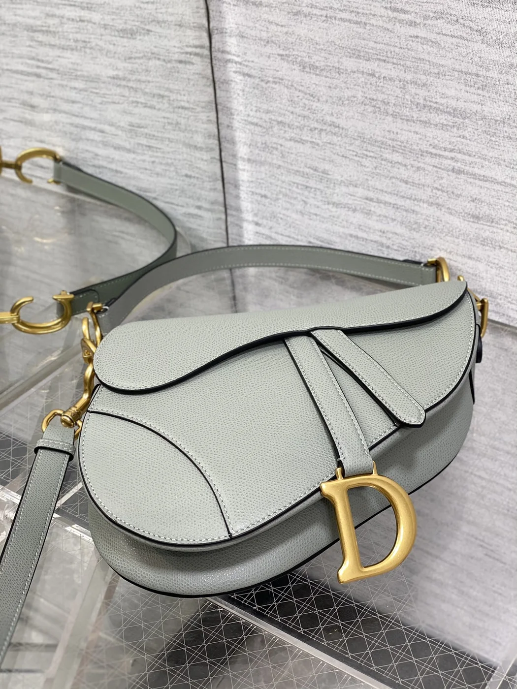 Dior Saddle Bag in Stone Gray Gold Hardware product view 5