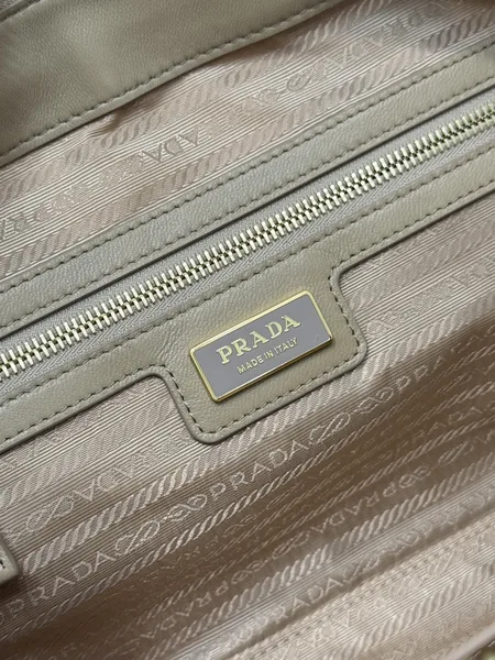 Prada Large Top Handle Bag 35 In Dried Moss Nylon And Calfskin Trim product view 5