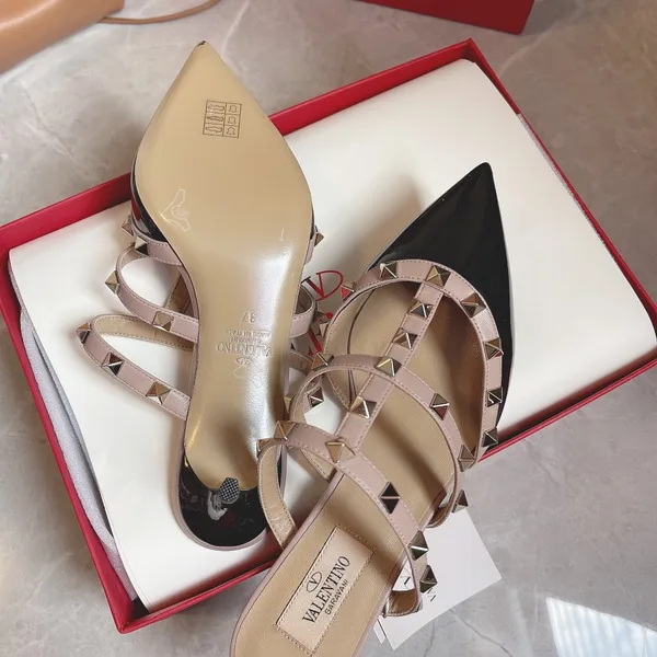 Valentino Women Black Patent Leather Studded Mules product view 3