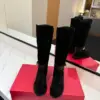 Valentino Women Black Suede Leather Strap Boots product view 4