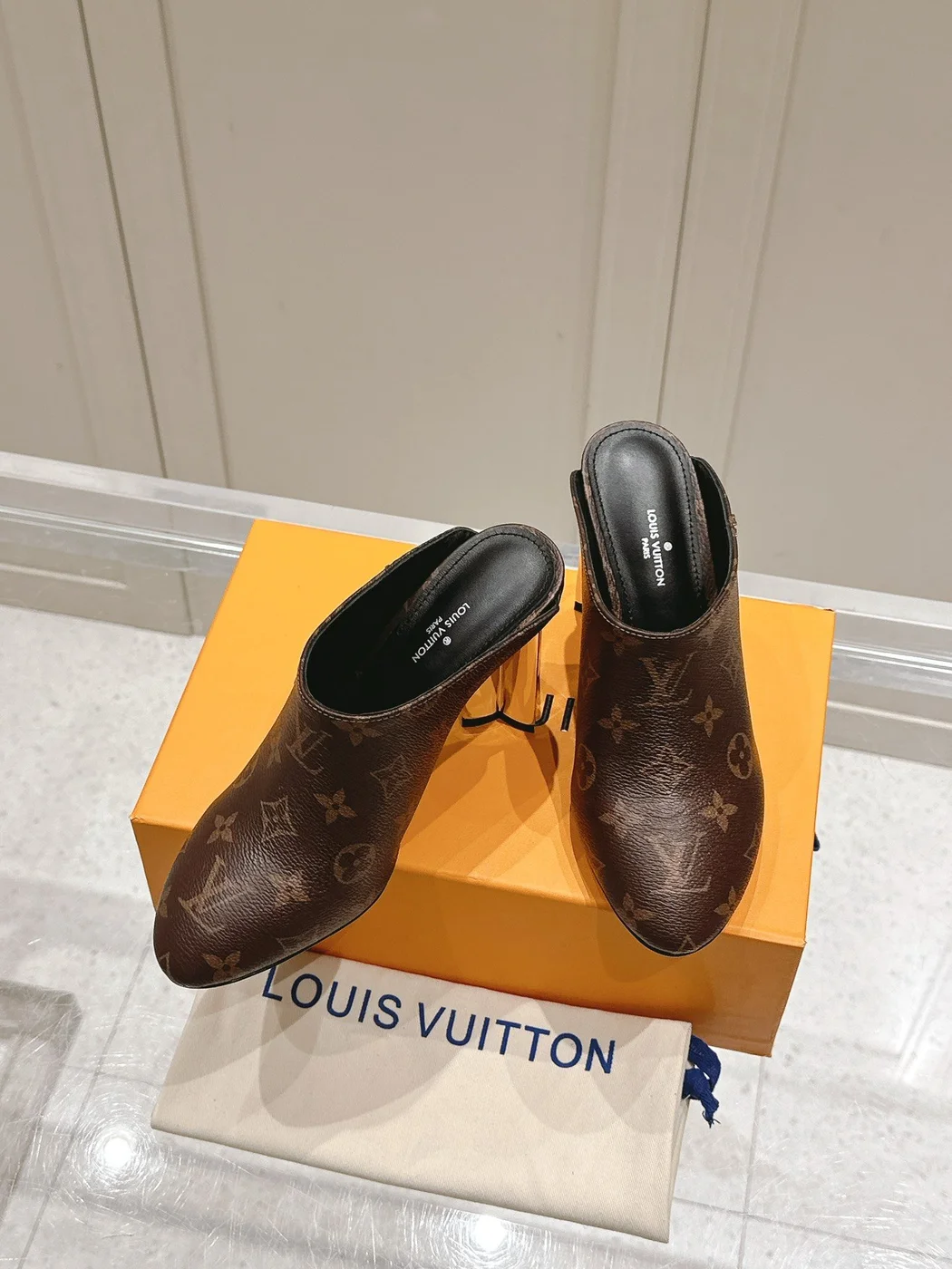 Louis Vuitton Women Brown Leather Mules product view 5