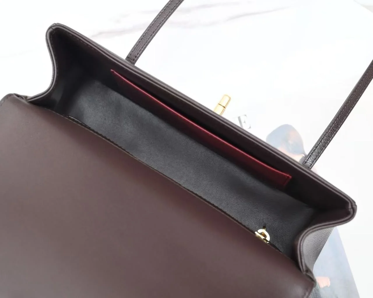 Chanel Preppy Coco Small Flap Bag in dark brown product view 7