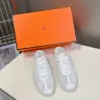 Hermès Women White Mesh Leather Sneakers product view 1