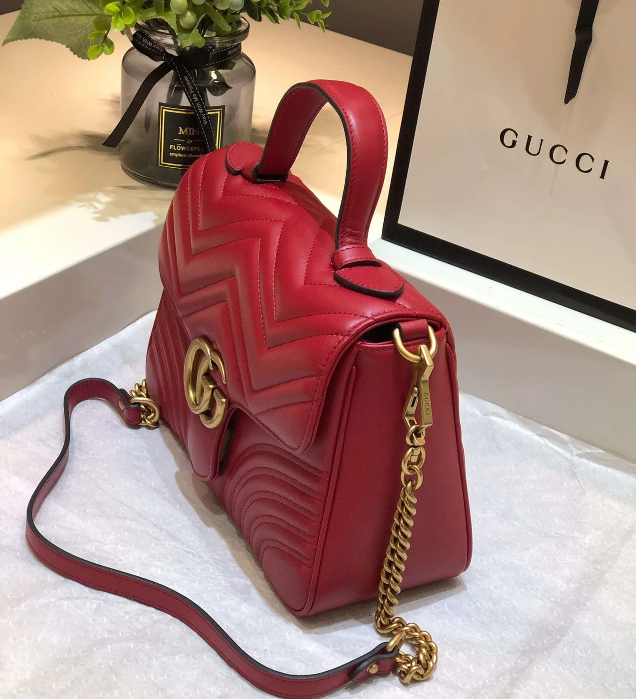 Gucci Marmont Top Handle Women’s Handbag Red 27 cm product view 5