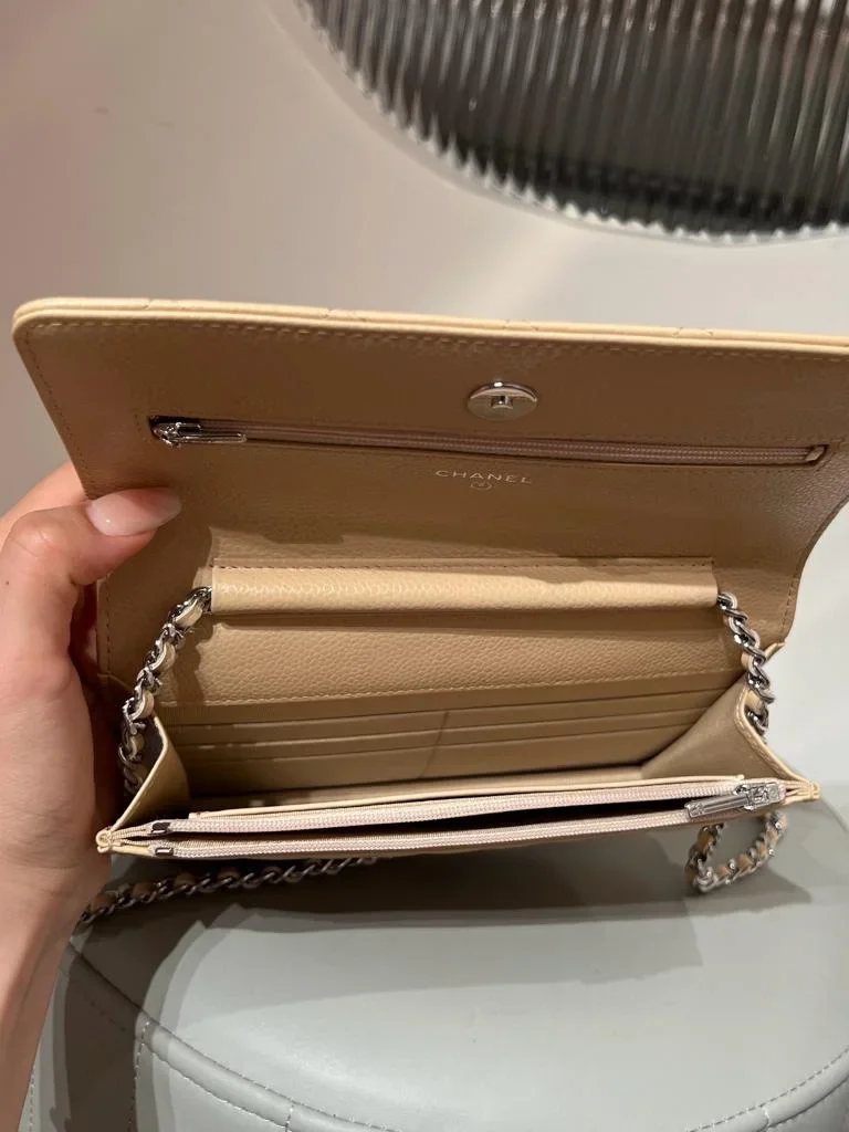ChanelCaviar Quilted Wallet on Chain Woc Beige Bag product view 5