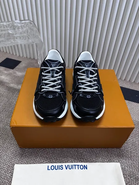 Louis Vuitton Women Black Mesh Leather Sneakers product view 3
