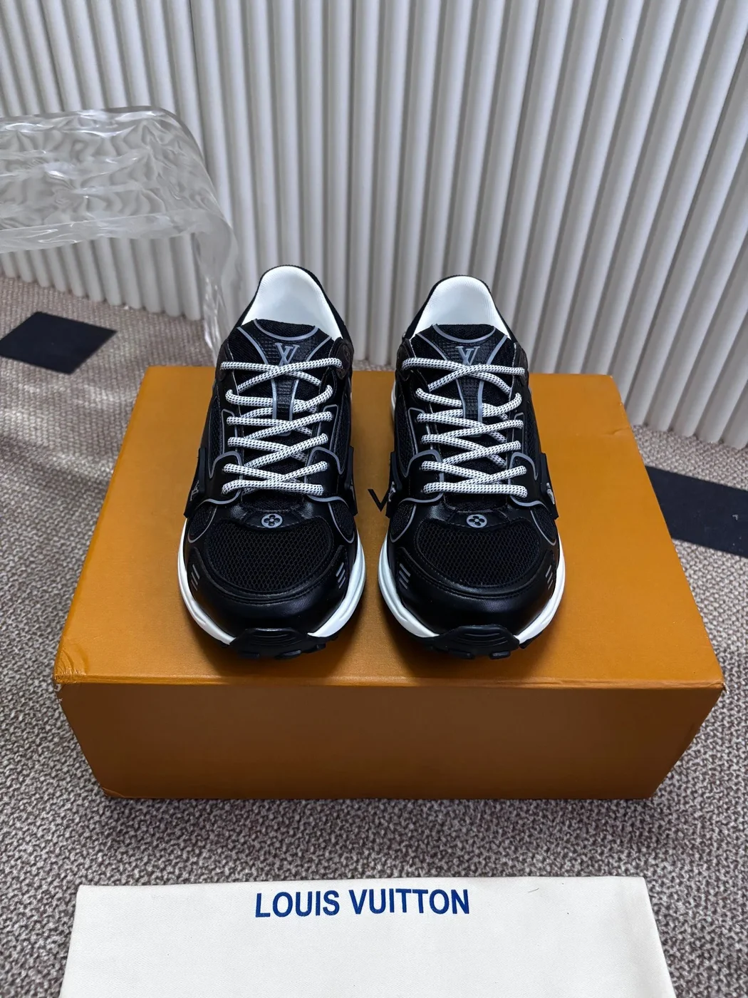 Louis Vuitton Women Black Mesh Leather Sneakers product view 3